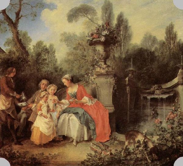 LANCRET, Nicolas Lady and Gentleman with two Girls and a Servant oil painting image